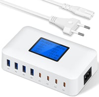 Rsydmny 200 W USB-C töltőállomás 8 porttal, PD 65 W, LCD kijelzővel - fehér 1