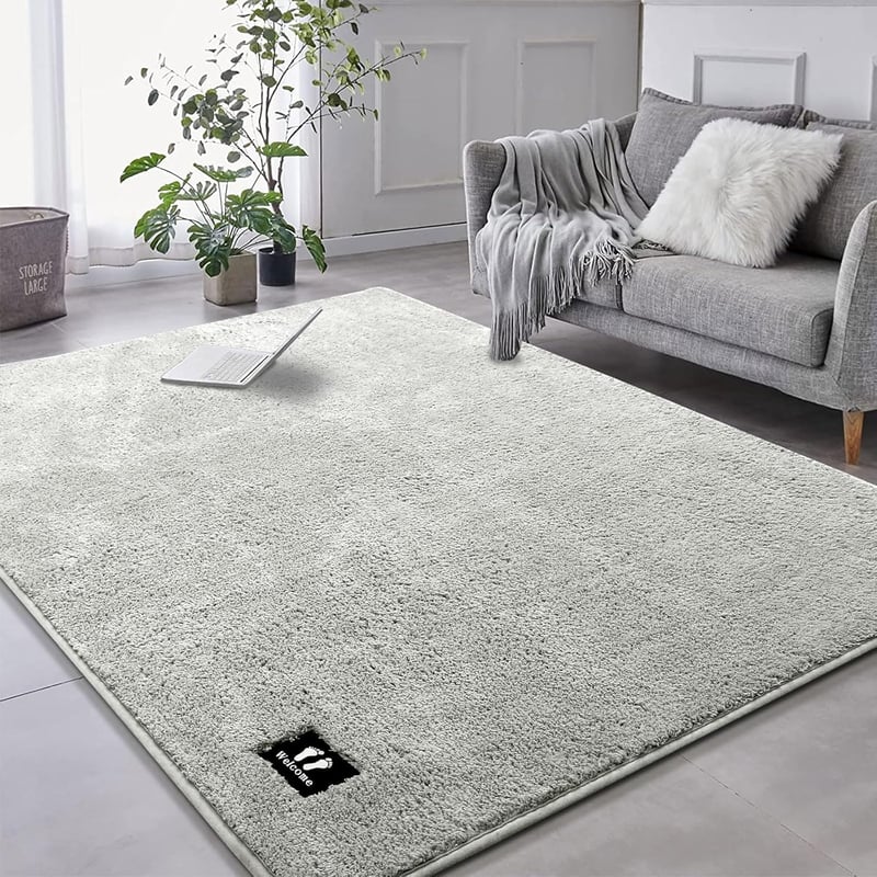 RTBQJ-AT Nappali Szőnyeg 160x120 cm Zöld Modern Bolyhos Rövid Szálú Mosható Puha Egyszínű Hálószoba Szoba Szőnyeg