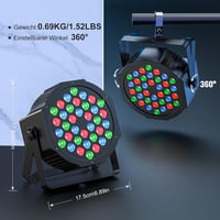 Rtktoup 2x36 LED PAR RGB spotlámpa távirányítóval, hangvezérelt diszkó fény 6