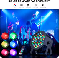 Rtktoup 2x36 LED PAR RGB spotlámpa távirányítóval, hangvezérelt diszkó fény 2