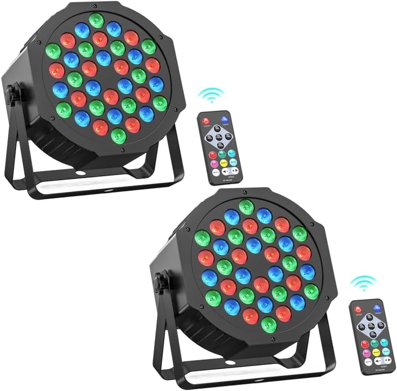 Rtktoup 2x36 LED PAR RGB spotlámpa távirányítóval, hangvezérelt diszkó fény