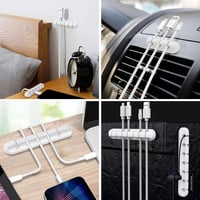 Set de 3 organizatoare de cabluri RTRTGS - Suport adeziv pentru cabluri, pentru birou, USB, cabluri de încărcare și audio, organizator de cabluri alb cu 3-5-7 compartimente pentru birou 3