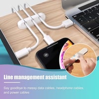 Set de 3 organizatoare de cabluri RTRTGS - Suport adeziv pentru cabluri, pentru birou, USB, cabluri de încărcare și audio, organizator de cabluri alb cu 3-5-7 compartimente pentru birou 7