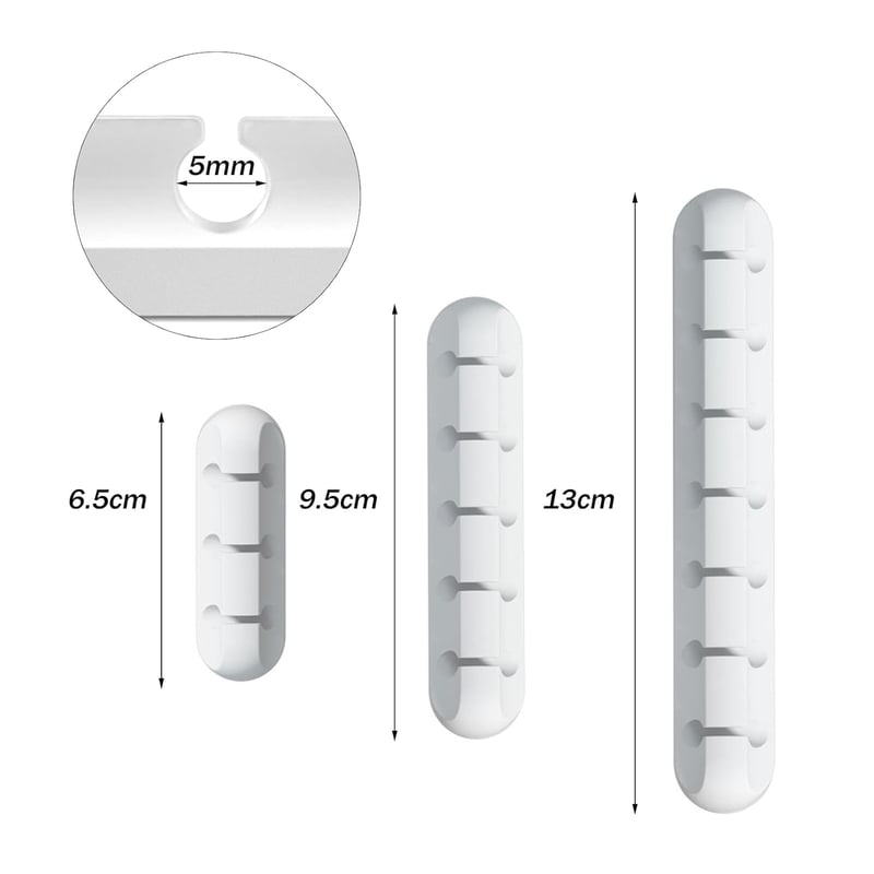 Set de 3 organizatoare de cabluri RTRTGS - Suport adeziv pentru cabluri, pentru birou, USB, cabluri de încărcare și audio, organizator de cabluri alb cu 3-5-7 compartimente pentru birou
