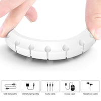 Set de 3 organizatoare de cabluri RTRTGS - Suport adeziv pentru cabluri, pentru birou, USB, cabluri de încărcare și audio, organizator de cabluri alb cu 3-5-7 compartimente pentru birou 4