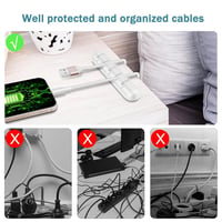 Set de 3 organizatoare de cabluri RTRTGS - Suport adeziv pentru cabluri, pentru birou, USB, cabluri de încărcare și audio, organizator de cabluri alb cu 3-5-7 compartimente pentru birou 5