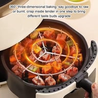 Ruayia okrúhly rošt do teplovzdušnej fritézy, nerezová oceľ, 6-palcová vložka do fritézy s 24 ks BBQ špajdlí na mäso a zeleninu 3