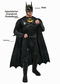 Costum Batman pentru adulți Rubie's DC, mărimea M - The Flash Movie, Michael Keaton, Cavalerul Negru, Halloween, Carnaval, Cosplay 2