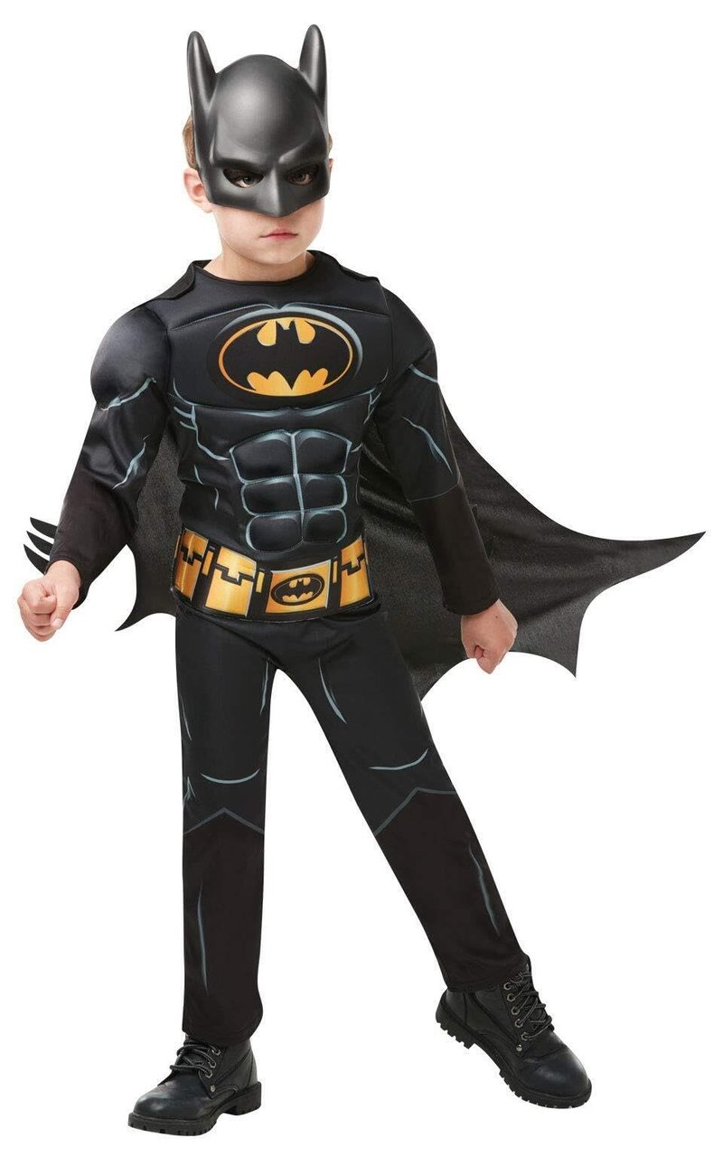 Detský kostým Rubies Batman Black Deluxe s maskou a plášťom – veľkosť 7-8 rokov