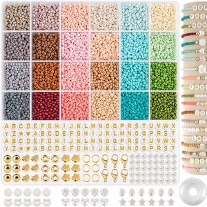 RUBY set staklenih perli za narukvice, 3 mm perle za nizanje sa slovima, 24 boje, set privjesaka, DIY set za izradu narukvica za zabave i blagdane