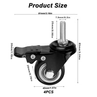 RUGLAMZHIP 40mm Forgókerék Fékes Szett 4db M8 Menetes Csapággyal 50kg Terhelhetőség 2