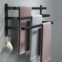 Ruhetfam 80cm Fekete Alumínium Törölközőtartó Falra Szerelhető Öntapadós vagy Csavaros - 80CM, Black 2