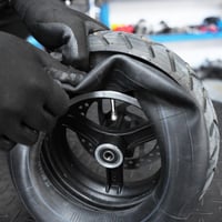 RUHUO set 2 camere de aer 10x2,50 și kit de reparații, cameră de aer de 10 inchi pentru trotinetă electrică autoechilibrată 60/70-6,5, motor în butuc 36V 48V 400W 500W 800W, valvă îndoită la 45° TR87 3