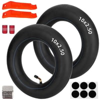 RUHUO set 2 camere de aer 10x2,50 și kit de reparații, cameră de aer de 10 inchi pentru trotinetă electrică autoechilibrată 60/70-6,5, motor în butuc 36V 48V 400W 500W 800W, valvă îndoită la 45° TR87 1