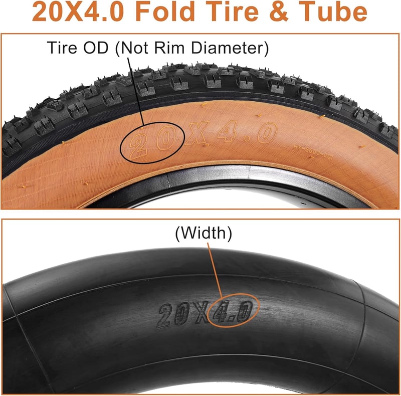 RUHUO 20x4.0 Fat Kerékszett - Defektmentes Összehajtható Gumik MTB és BMX Kerékpárokhoz, E-bike Kompatibilis, 2 Szett Tartozékokkal