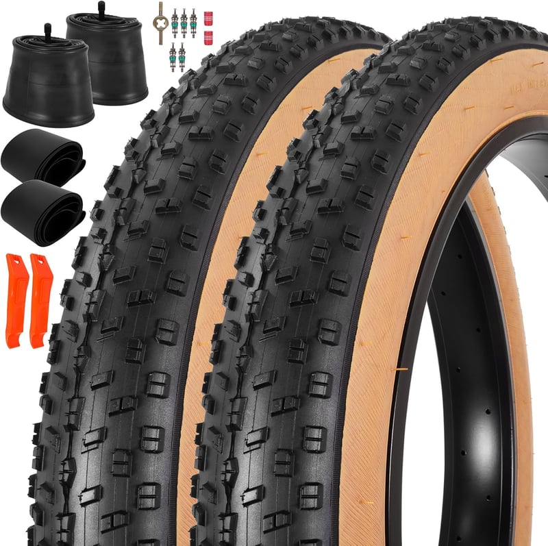 RUHUO 26x4.0 Fat Bike Defektmentes Összehajtható Gumiabroncs Szett - 2 Garnitúra MTB Kerékpárgumi Belsővel, Terepmintás, Hegyi és BMX Bicikl