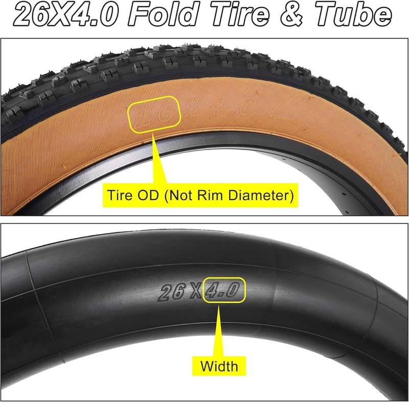 RUHUO 26x4.0 Fat Bike Defektmentes Összehajtható Gumiabroncs Szett - 2 Garnitúra MTB Kerékpárgumi Belsővel, Terepmintás, Hegyi és BMX Bicikl