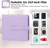 Ruibytree 360 Fotóalbum Fujifilm Instax Mini 12 11 9 40 és Polaroid Snap Instant Fényképezőgépekhez, 86x54mm Képekhez, Lila PU Bőr Borítássa 2