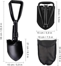 Ruikcoll Fekete Összecsukható Ásó 58cm - Multifunkcionális Kempingásó Hordtáskával Túrázáshoz és Kertészkedéshez 2