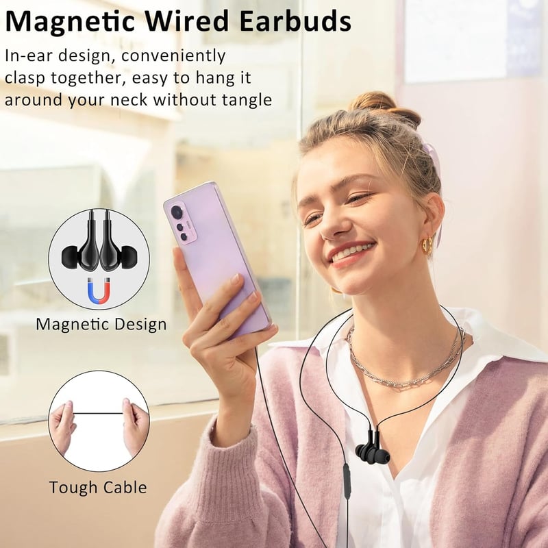 Ruilezyo USB-C Fülhallgató Mikrofonnal - Samsung Galaxy S25/S24/S23, iPhone 16/15, iPad, MacBook, Google Pixel Kompatibilis Vezetékes Headse