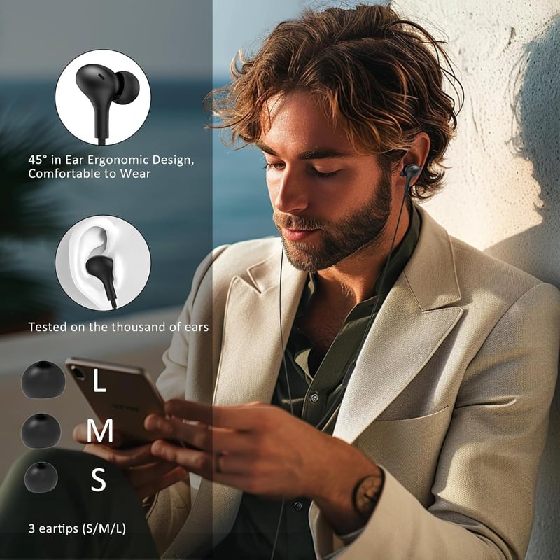 Ruilezyo USB-C Fülhallgató Mikrofonnal - Samsung Galaxy S25/S24/S23, iPhone 16/15, iPad, MacBook, Google Pixel Kompatibilis Vezetékes Headse