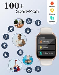 Ceas inteligent unisex RUIMEN cu funcție de apelare, ecran HD de 1,85 inchi, puls, SpO2, monitorizare somn, pedometru, peste 110 moduri sport, compatibil Android și iOS, 2 curele incluse 3