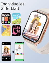Ceas inteligent unisex RUIMEN cu funcție de apelare, ecran HD de 1,85 inchi, puls, SpO2, monitorizare somn, pedometru, peste 110 moduri sport, compatibil Android și iOS, 2 curele incluse 6