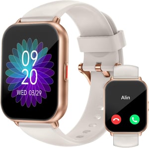 Ceas inteligent unisex RUIMEN cu funcție de apelare, ecran HD de 1,85 inchi, puls, SpO2, monitorizare somn, pedometru, peste 110 moduri sport, compatibil Android și iOS, 2 curele incluse