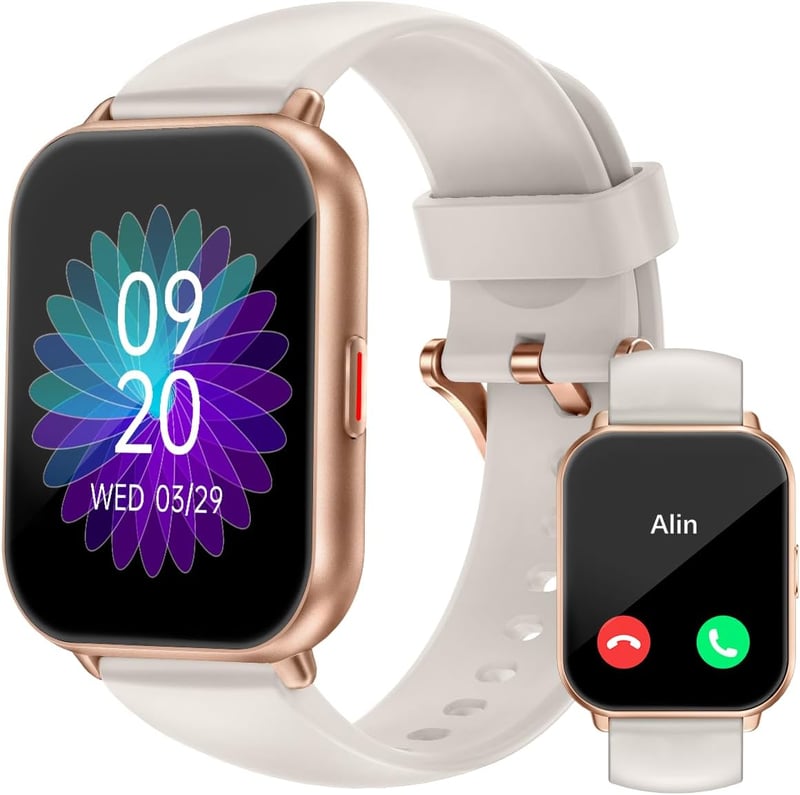 Ceas inteligent unisex RUIMEN cu funcție de apelare, ecran HD de 1,85 inchi, puls, SpO2, monitorizare somn, pedometru, peste 110 moduri sport, compatibil Android și iOS, 2 curele incluse