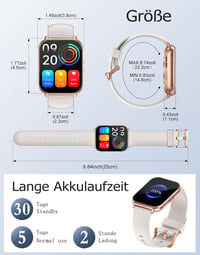 Ceas inteligent unisex RUIMEN cu funcție de apelare, ecran HD de 1,85 inchi, puls, SpO2, monitorizare somn, pedometru, peste 110 moduri sport, compatibil Android și iOS, 2 curele incluse 9