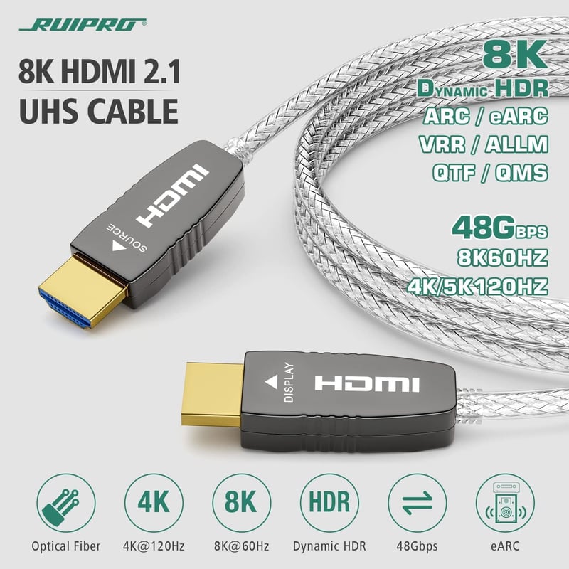 RUIPRO 8K HDMI 2.1 Fiber Optic kábel 10m 48Gbps PS5 Xbox TV