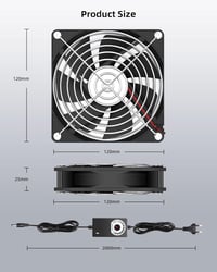 RUIZHI 120mm PC ventilátor 12V 2750 RPM - számítógéphez, laptophoz, routerhez 5