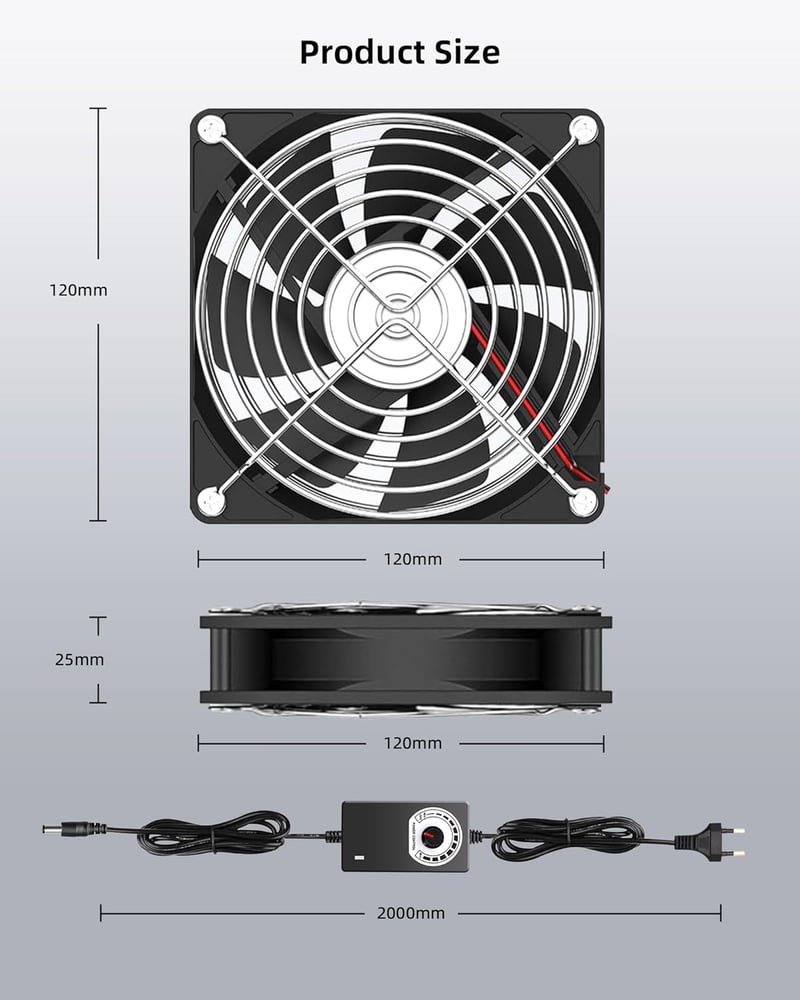 RUIZHI 120mm PC ventilátor 12V 2750 RPM - számítógéphez, laptophoz, routerhez