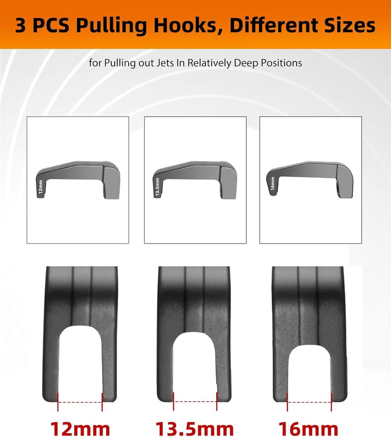 RUIZHI 24 részes pneumatikus injektorfeszítő készlet 19 adapterrel Bosch Delphi Denso Siemens kompatibilis - 24 pieces