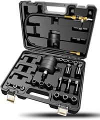 RUIZHI 24 részes pneumatikus injektorfeszítő készlet 19 adapterrel Bosch Delphi Denso Siemens kompatibilis - 24 pieces 1