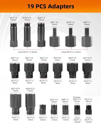 RUIZHI 24 részes pneumatikus injektorfeszítő készlet 19 adapterrel Bosch Delphi Denso Siemens kompatibilis - 24 pieces 6