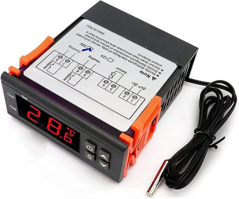 RUIZHI 24V digitális termosztát hőmérséklet szenzorral akvárium szabályozáshoz