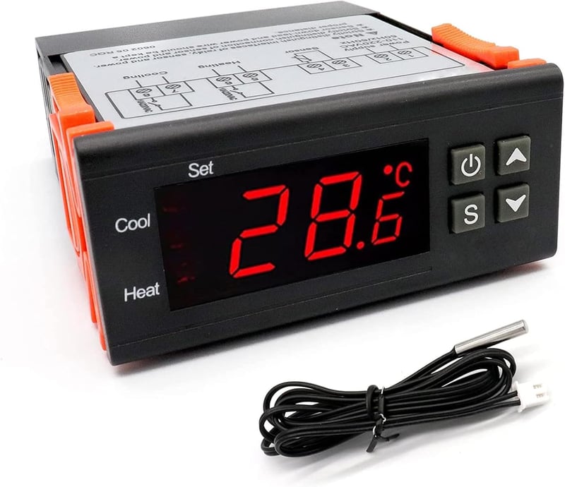 RUIZHI 24V digitális termosztát hőmérséklet szenzorral akvárium szabályozáshoz
