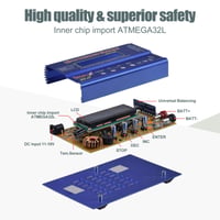 RUIZHI 80W LiPo nabíjačka s balancérom 6A, LiPo/Li-Ion/LiFe (1-6S) NiMH/NiCd (1-15S) RC modelová nabíjačka s balancérom a LED napájacím zdrojom 4