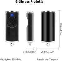 RUIZHI 868.3 MHz Garázskapu Távirányító 2 Darabos Csomag, Kompatibilis HSE-4-868-BS HSE2-868-BS HS4-868-BS Adókkal, Fekete 5