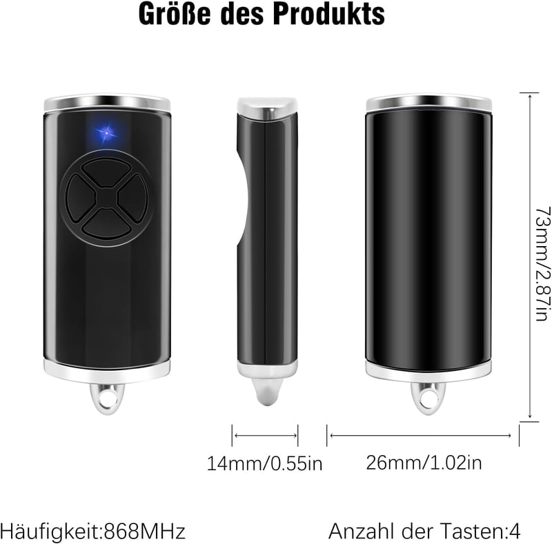 RUIZHI 868.3 MHz Garázskapu Távirányító 2 Darabos Csomag, Kompatibilis HSE-4-868-BS HSE2-868-BS HS4-868-BS Adókkal, Fekete