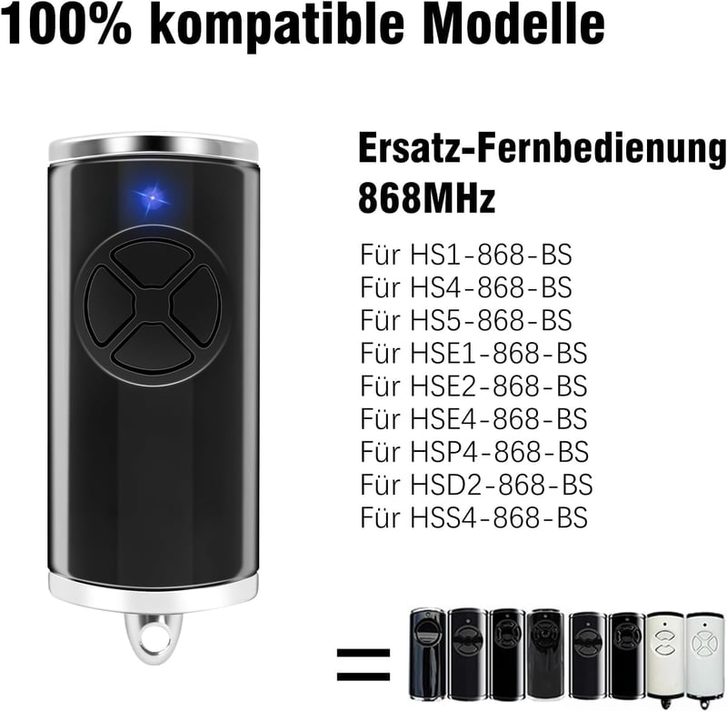 RUIZHI 868.3 MHz Garázskapu Távirányító 2 Darabos Csomag, Kompatibilis HSE-4-868-BS HSE2-868-BS HS4-868-BS Adókkal, Fekete
