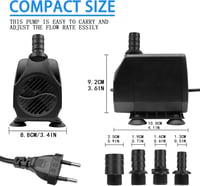 RUIZHI Akvárium Szivattyú 35W 2500L/h Vízszivattyú Szökőkút Pumpa 3 Fúvókával Tó Akvárium Kert Fekete 2
