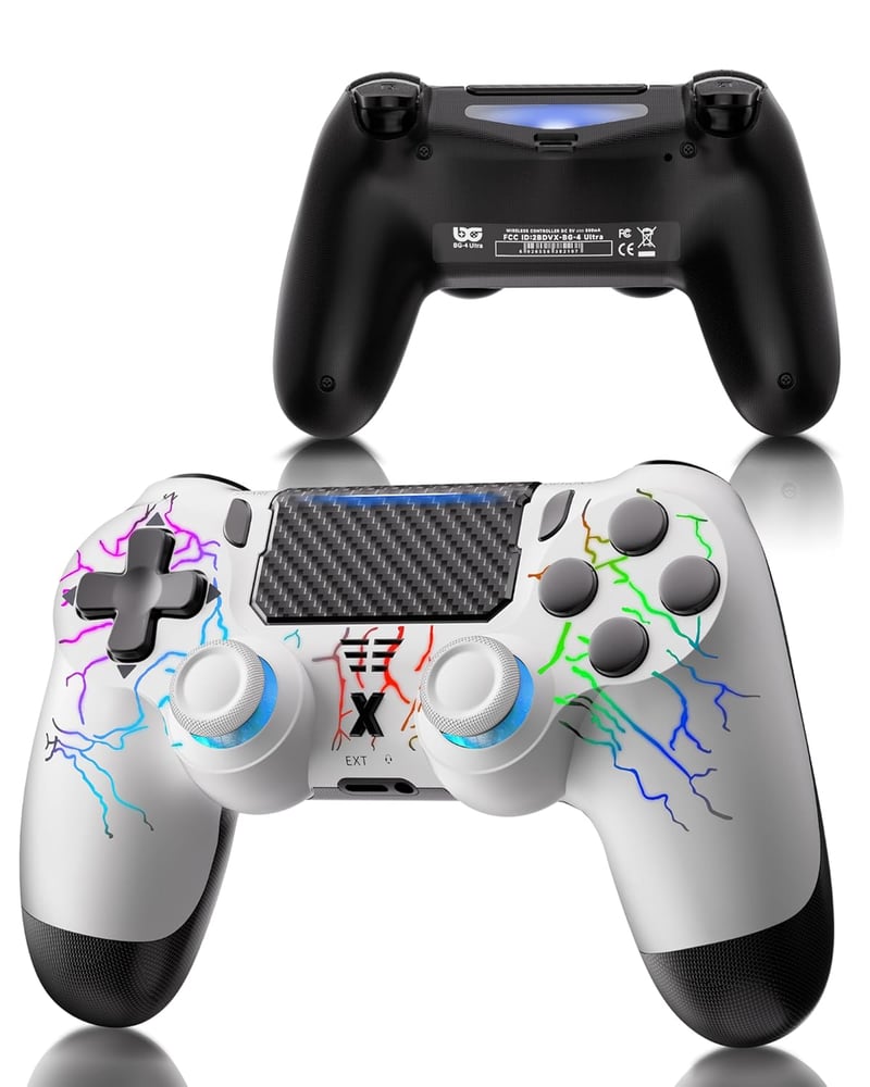 RUIZHI PS4 Wireless Controller fehér - Playstation 4 kompatibilis, Turbo, Dual Vibration, Gyro Sensor