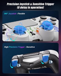 RUIZHI PS4 Wireless Controller fehér - Playstation 4 kompatibilis, Turbo, Dual Vibration, Gyro Sensor 2