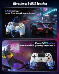 RUIZHI PS4 Wireless Controller fehér - Playstation 4 kompatibilis, Turbo, Dual Vibration, Gyro Sensor 4