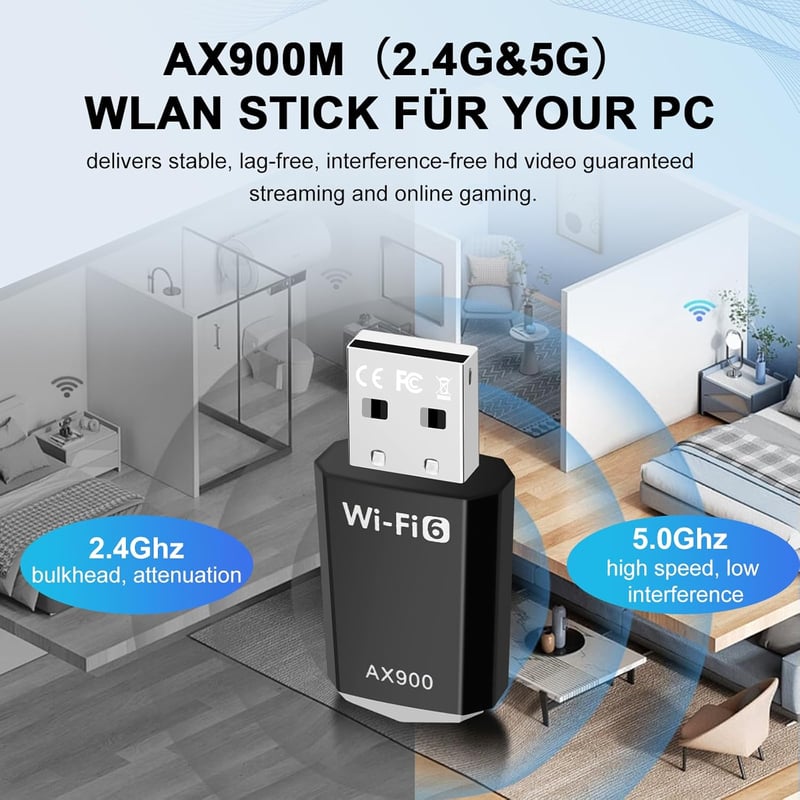 RUIZHI WiFi 6 USB Adapter AX900 Mbps Dual Band Vezeték Nélküli Hálózati Kártya PC Laptop Asztali Számítógép Windows 10/11