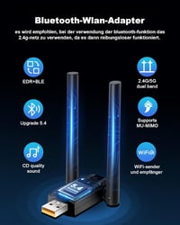 RUIZHI WiFi 6 WLAN Adapter PC-hez, AX900Mbps Bluetooth USB Dongle 5DBI Antennával, Dual Band 2.4G/5GHz, MU-MIMO WPA3 2