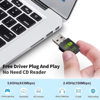 RUIZHI WiFi USB Adapter 600Mbps Bluetooth 4.2 Dongle Dual Band 2.4GHz/5.8GHz Laptop PC Windows Mac Kompatibilis 4