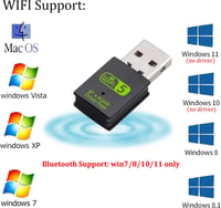 RUIZHI WiFi USB Adapter 600Mbps Bluetooth 4.2 Dongle Dual Band 2.4GHz/5.8GHz Laptop PC Windows Mac Kompatibilis 3